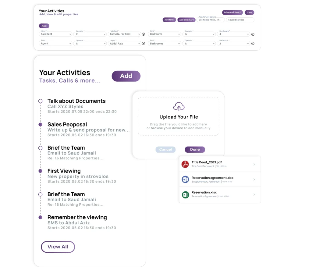 a user interface for a task and document management system