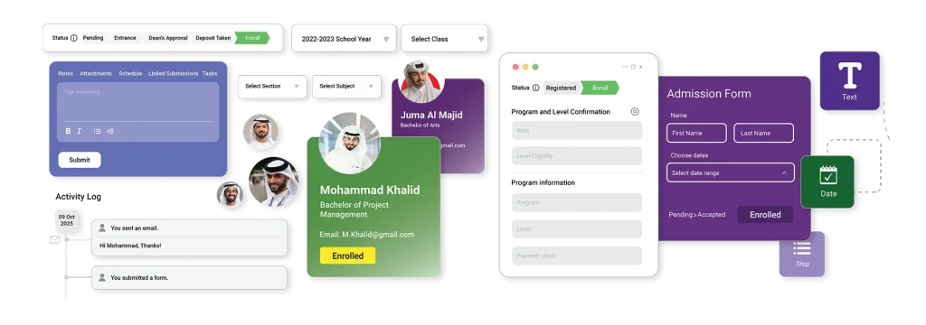 a user interface (UI) design for an educational management system