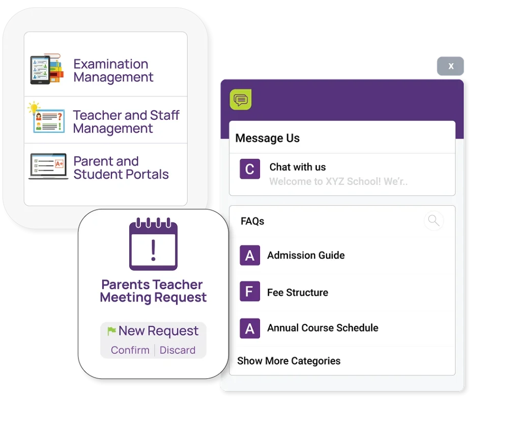 a user interface for a school management system